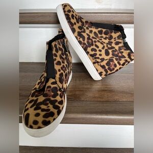 Leopard Wedge Sneakers - Size 7.5